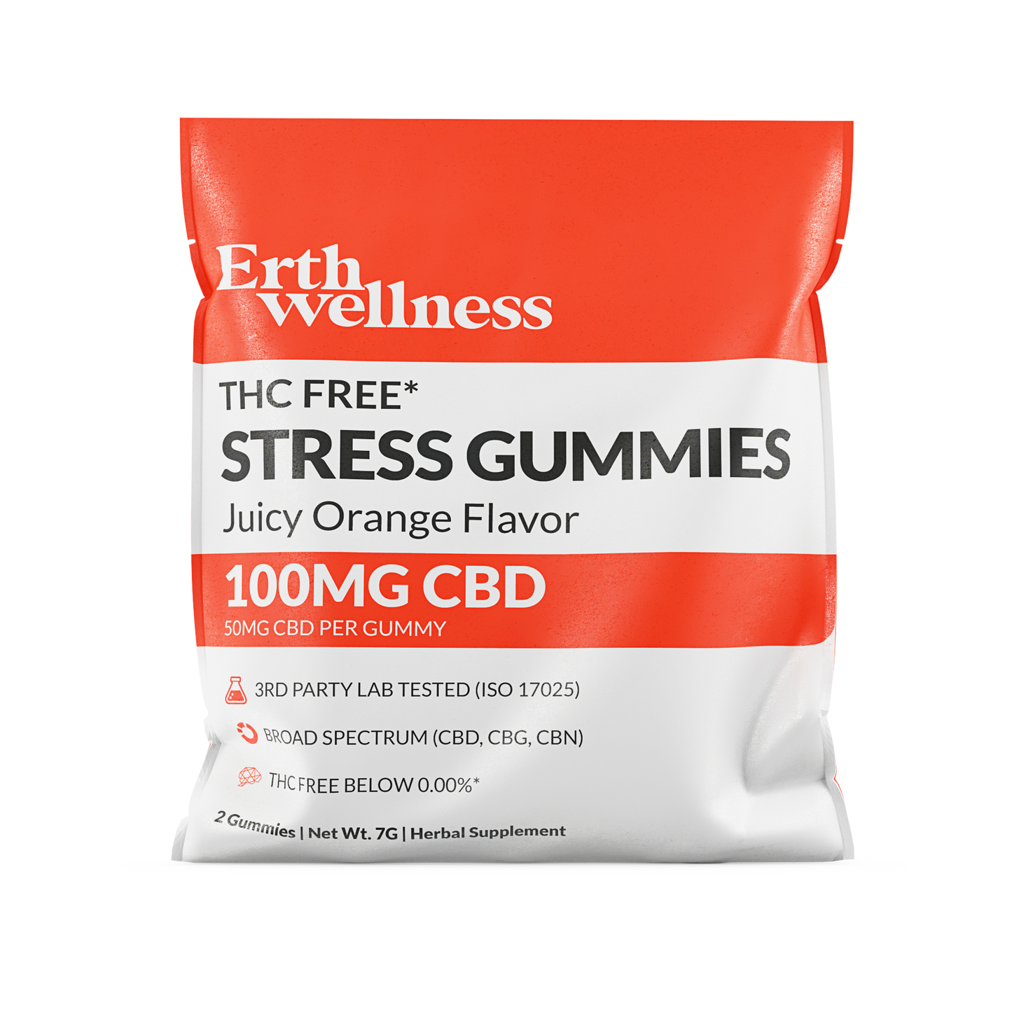 THC Free STRESS Gummies - Juicy Orange - 100mg (Sample Size)