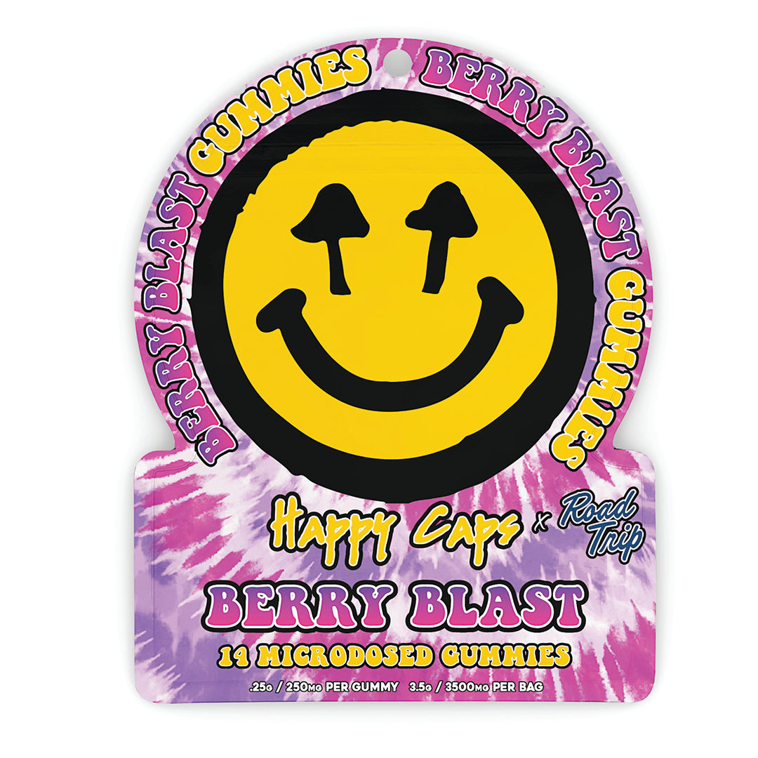 Happy Caps® x Road Trip - MICRODOSED Gummies + Functional Mushrooms - Berry Blast