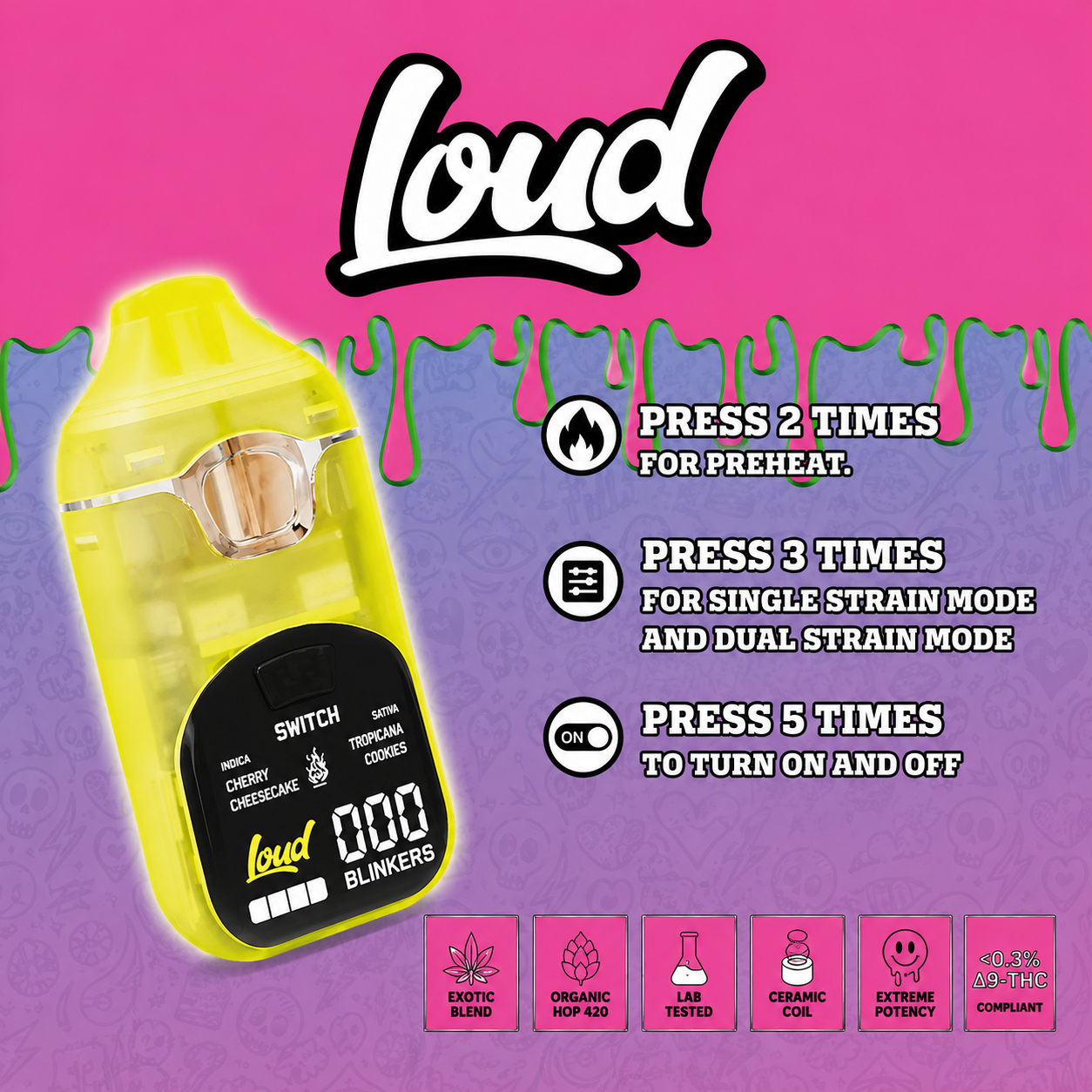 Loud THC-A Crumble SWITCH Disposable – 3.5g
