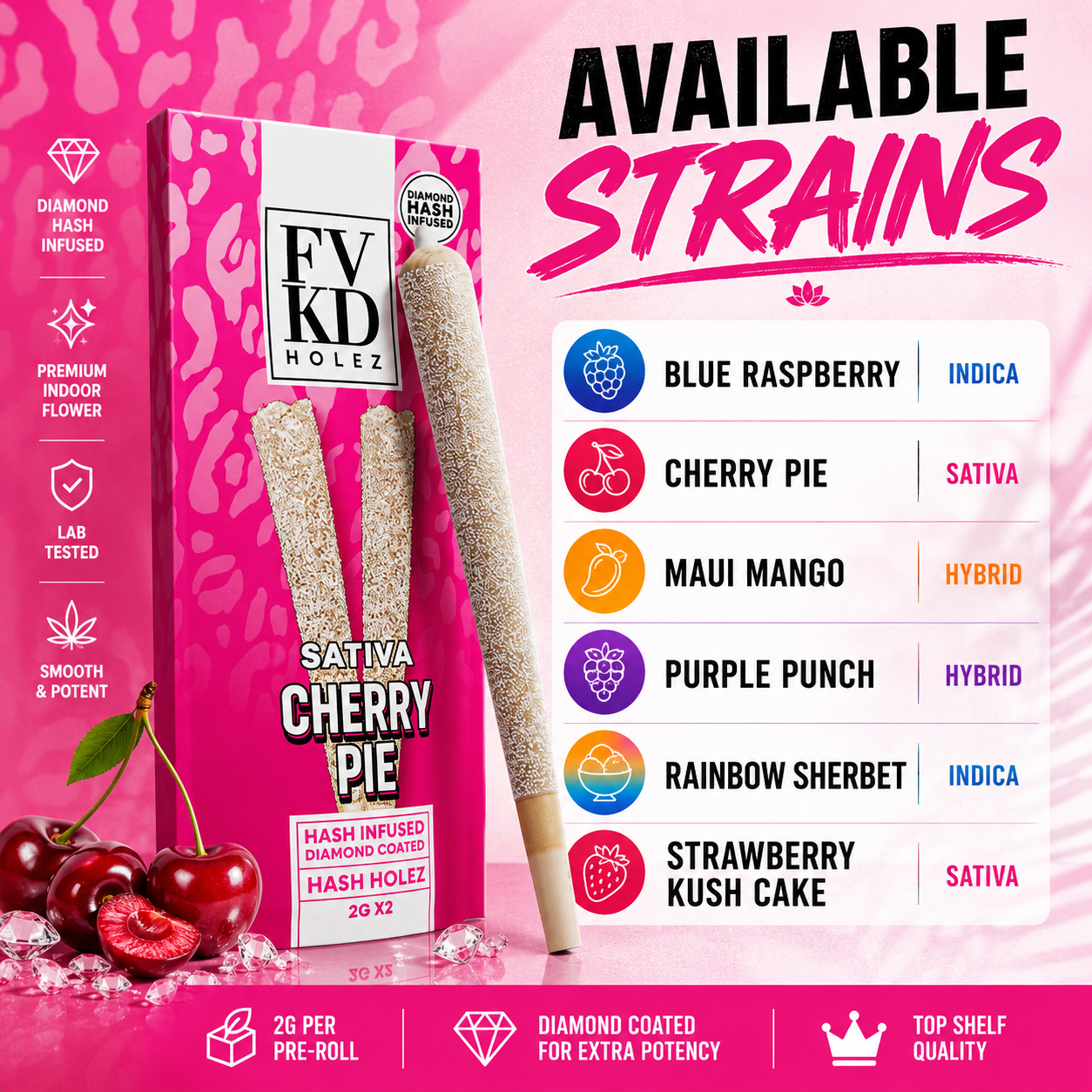 FVKD Diamond Infused Hash Holez THCA Pre-Rolls – 2ct (4g)