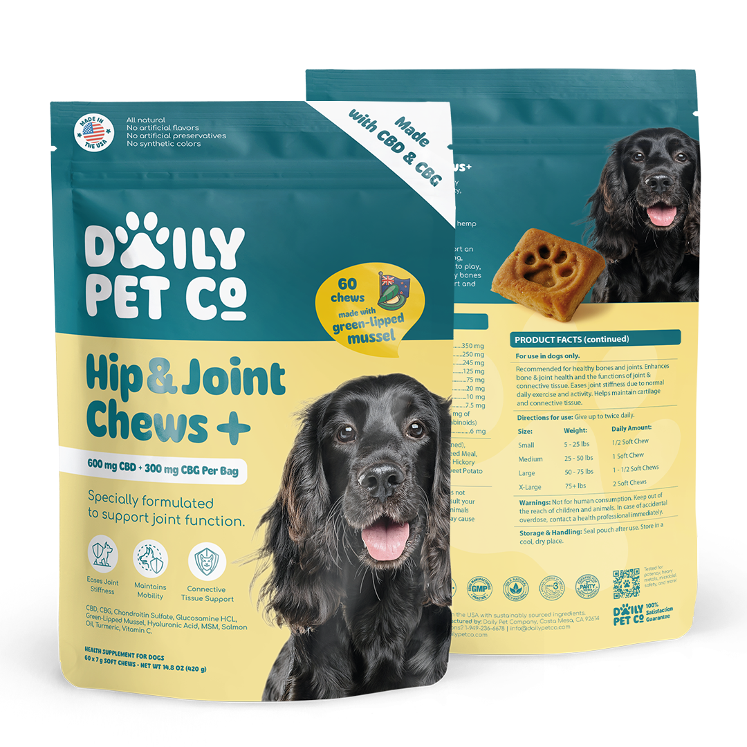 Hip & Joint Soft Chews+ for Dogs - 600mg CBD : 300mg CBG