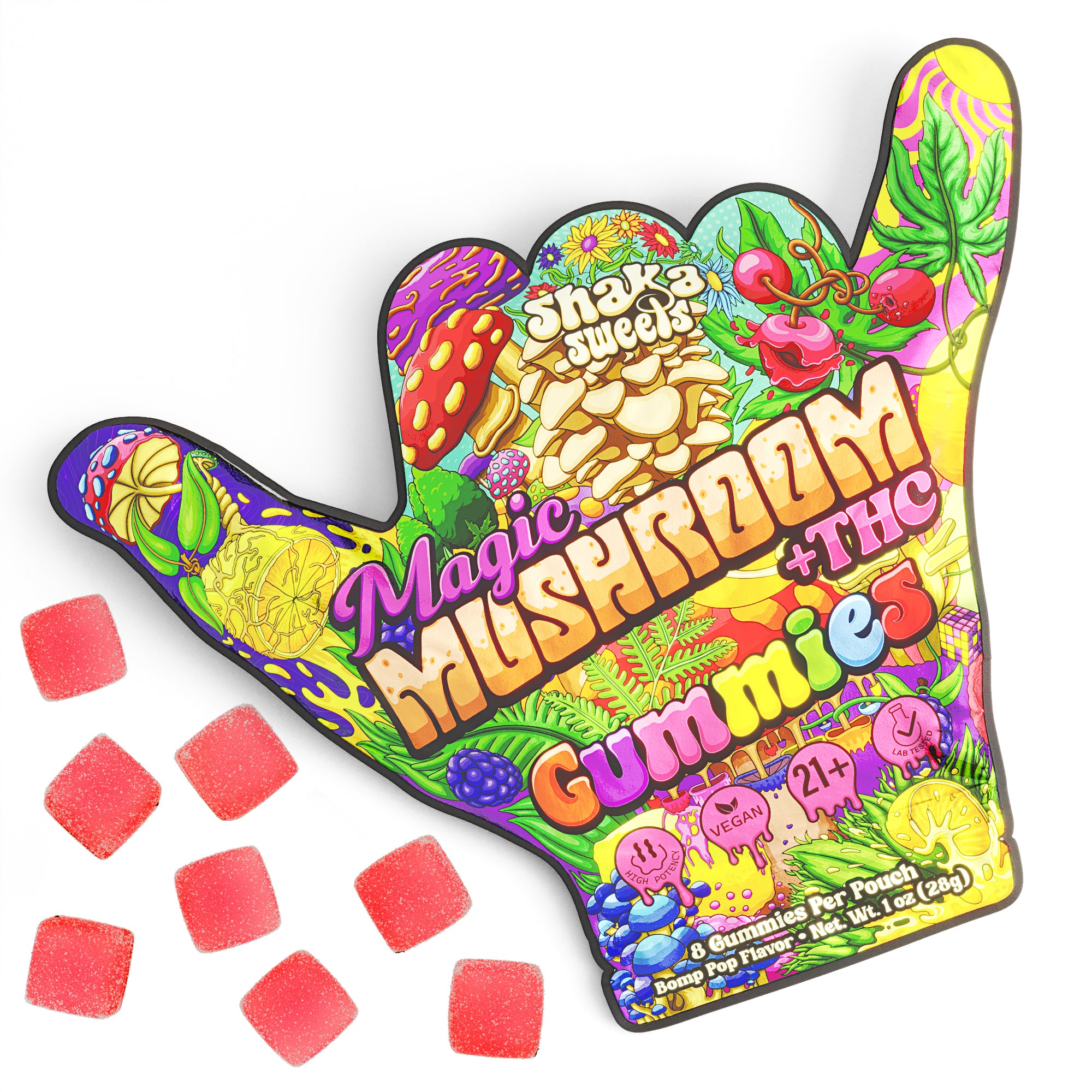 Shaka Sweets Magic Mushroom + THC Gummies | Bomb Pop Flavor