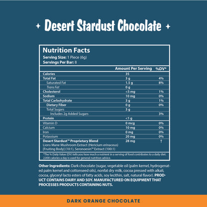 Desert Stardust Mushroom Chocolate Bar - Dark Chocolate Orange