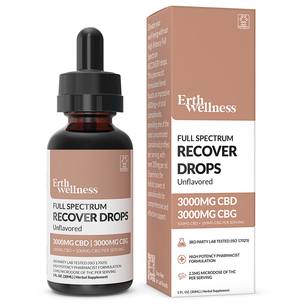 Full Spectrum - High Potency 3000mg CBD + 3000mg CBG RECOVER Drops