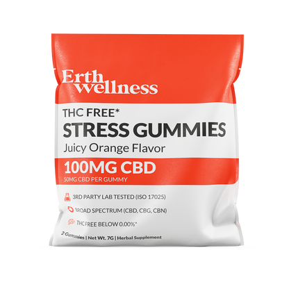 THC Free STRESS Gummies - Juicy Orange - 100mg (Sample Size)