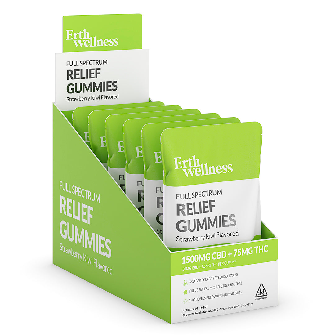Relief Gummies – Full Spectrum CBD + THC | Strawberry Kiwi (1500mg + 75mg)