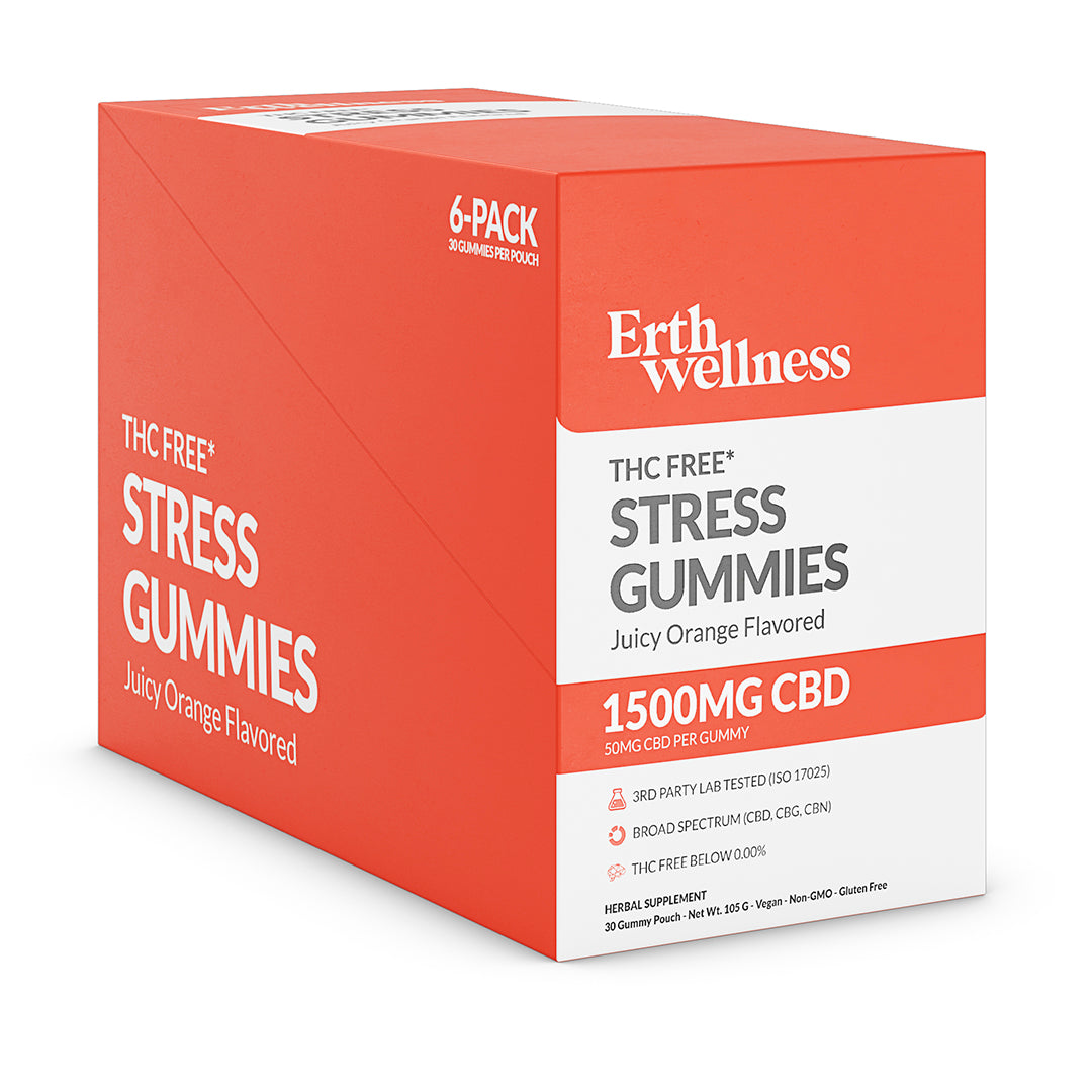 THC-Free STRESS Gummies - Juicy Orange (1500 mg CBD Total)